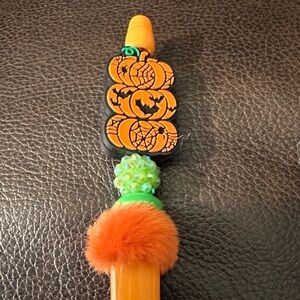 REDUCED - Halloween & Pumpkin Themed Orange & Black Handmade Pen